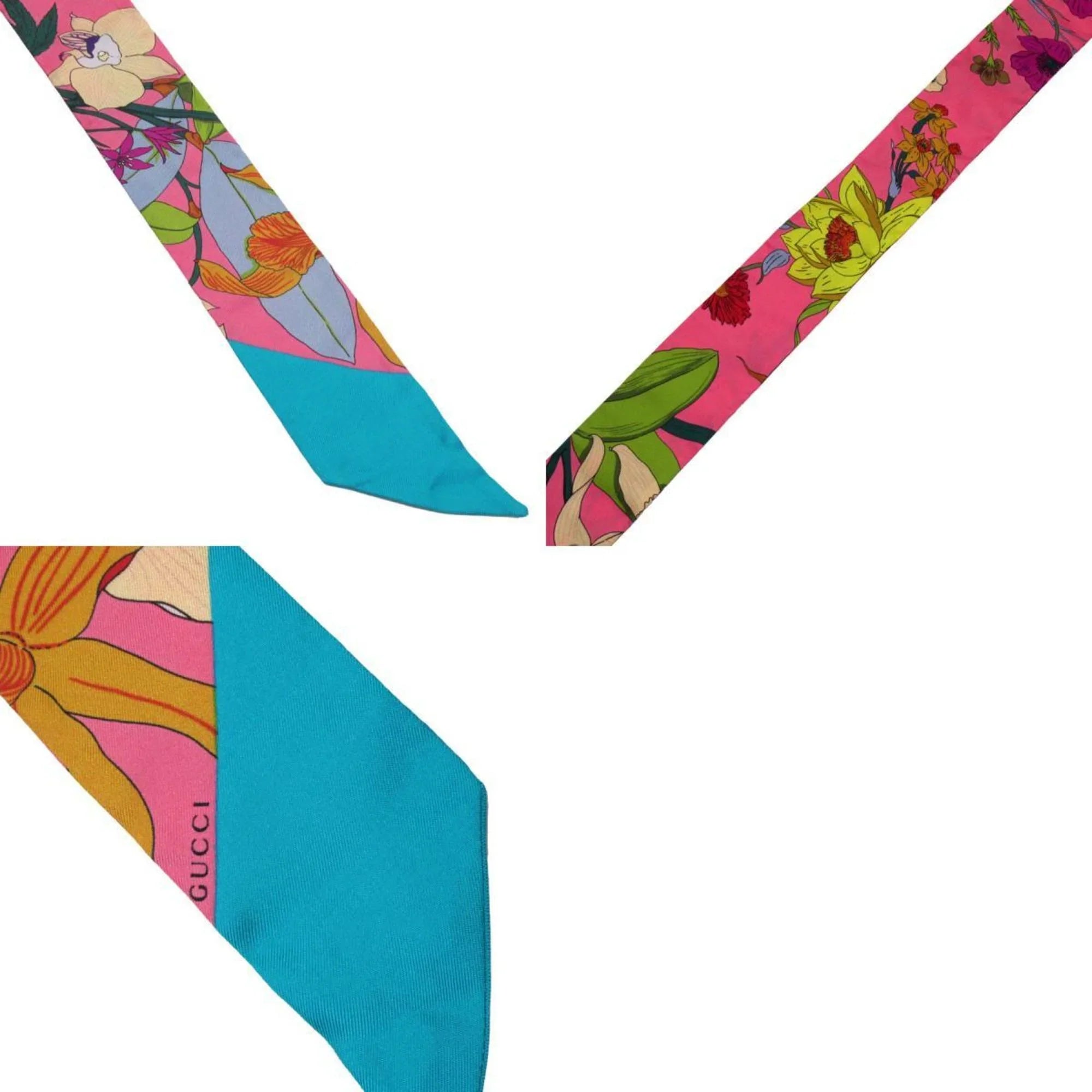 Pre-Owned GUCCI Scarf Muffler Silk Pink/Multicolor Women's w0157a (Good)