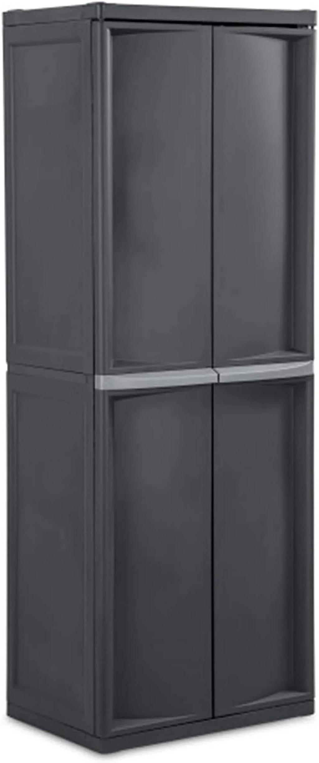 HOZO 4 Shelf Cabinet, Heavy Duty and Easy to Assemble Plastic Storage Unit, Organize Bins in the Garage, Basement, Attic, Mudroom, Gray, 1-Pack