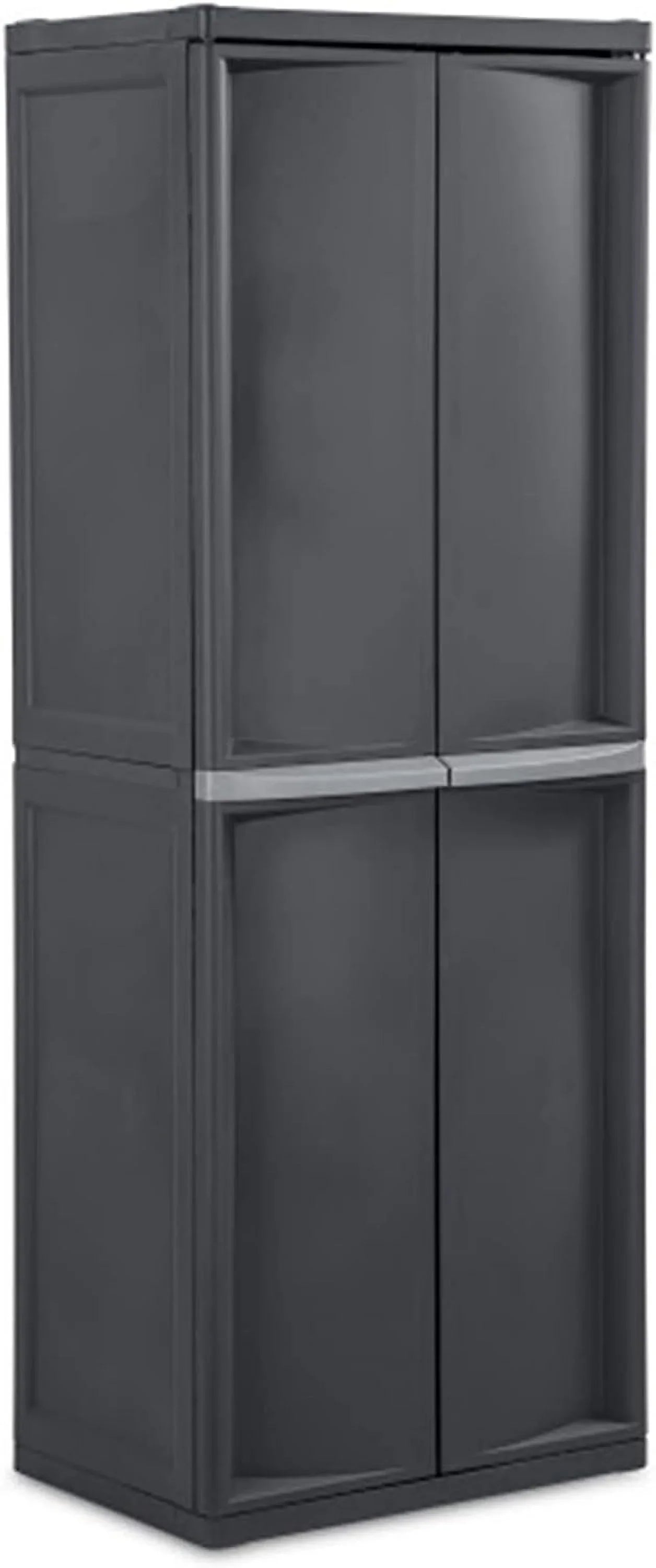 HOZO 4 Shelf Cabinet, Heavy Duty and Easy to Assemble Plastic Storage Unit, Organize Bins in the Garage, Basement, Attic, Mudroom, Gray, 1-Pack