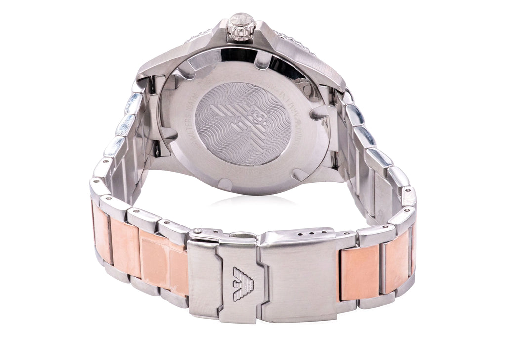 Emporio Armani 42 mm Two-Tone Watch Mens, Stainless Steel