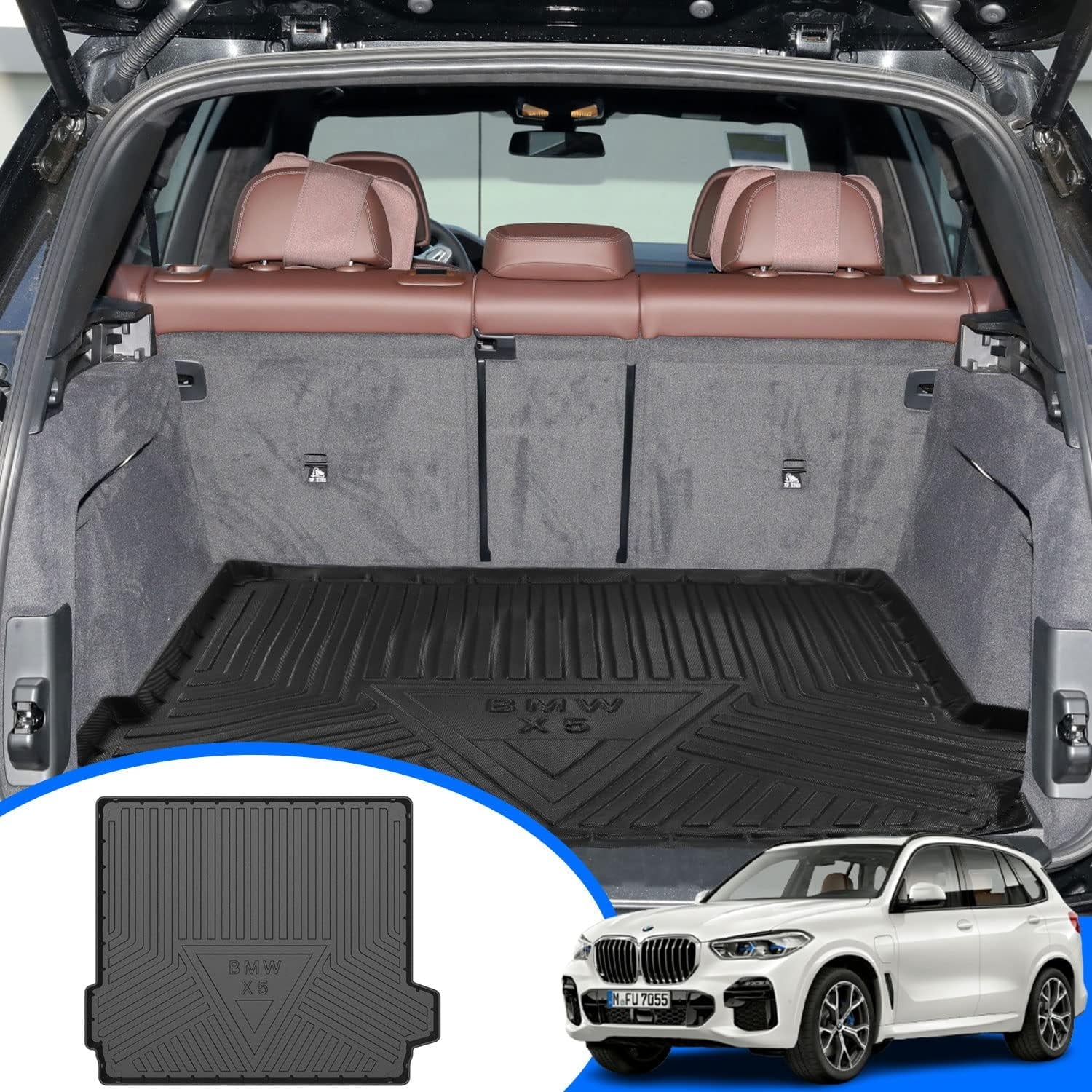 Cargo Liner fit 2019-2024 BMW X5 All Rear Trunk Wrap Cargo Tray Floor Mat BMW X5 2019 2020 2021 2022 2023 2024 Accessory , Black