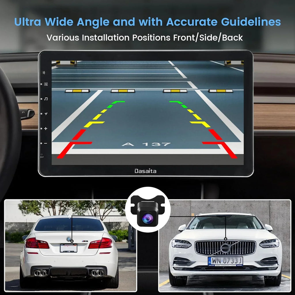 Dasaita AHD 1080P Front Camera Wide Angle Rearview/Side Switch Video Clear Night Vision IP69 Waterproof Reverse/Front Rear View Camera