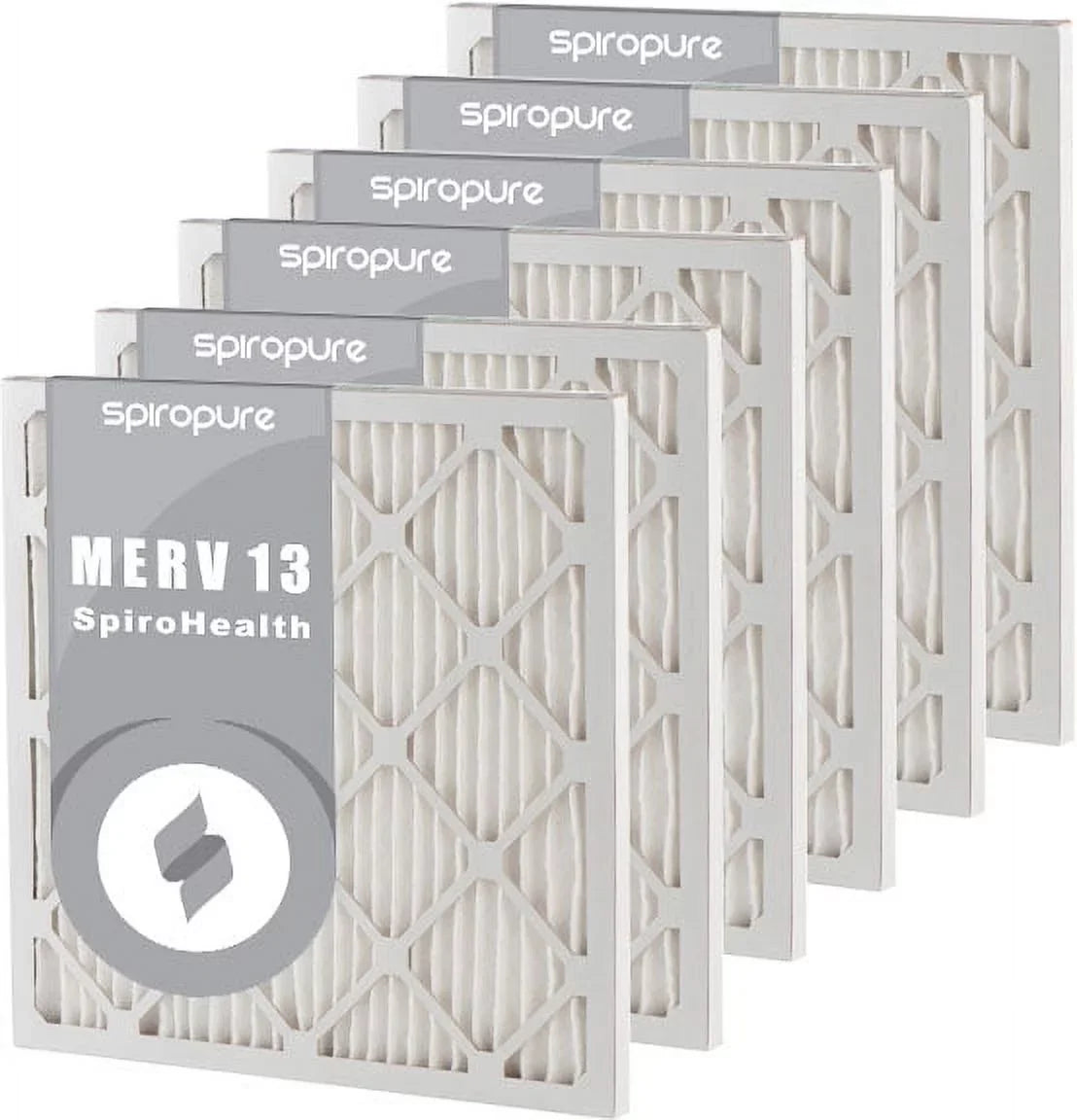SpiroPure 9x11x1 MERV 13 Pleated Filter Air Filters - Made in USA (6 Pack)