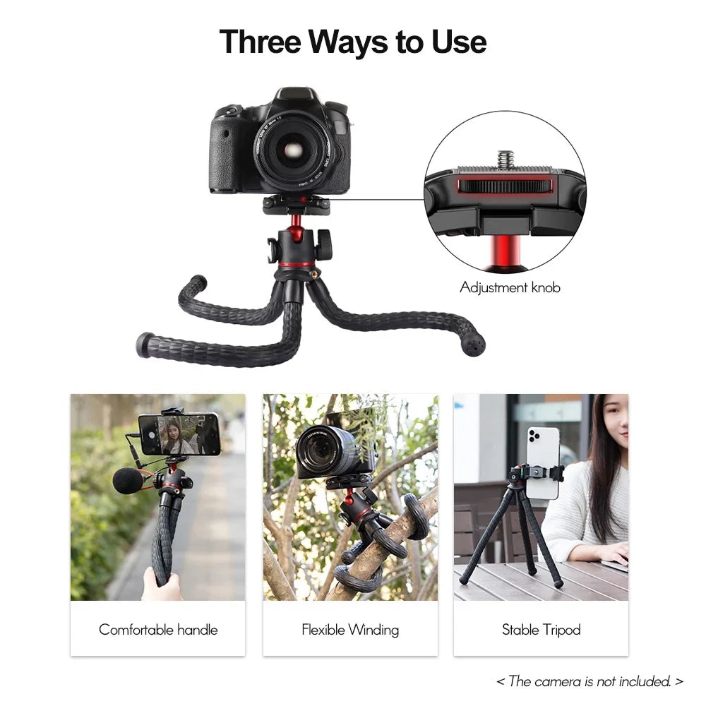 Dadypet MT-33 Octopus Tripod with Cold Shoe Mount, Rotatable Ball Head, Smartphone Camera Live Streaming Vlog
