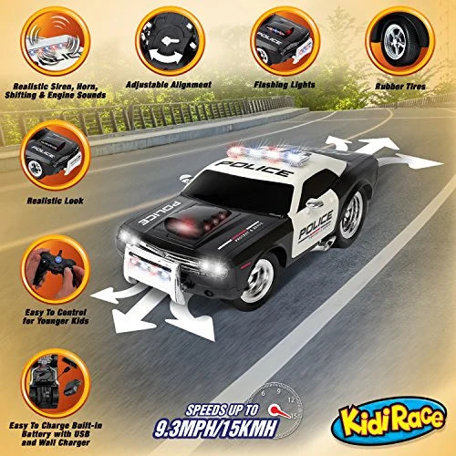 KidiRace RC Remote Control Police Car Kids Strong Fun and Easy to Control