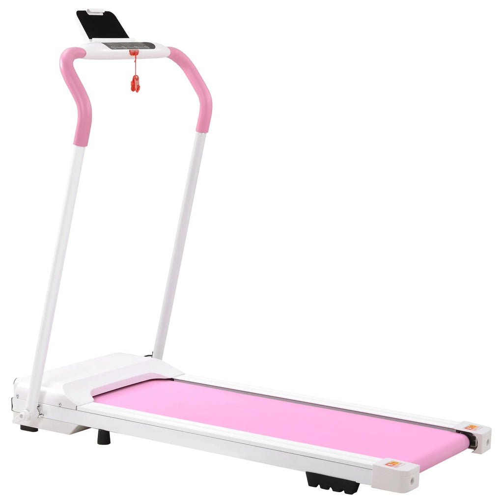 Treadmill Folding Treadmill Home Portable Electric Motorized Treadmill Running Exercise Machine Compact Treadmill Home Gym Fitness Workout Walking; No Installation Required; White&Pink