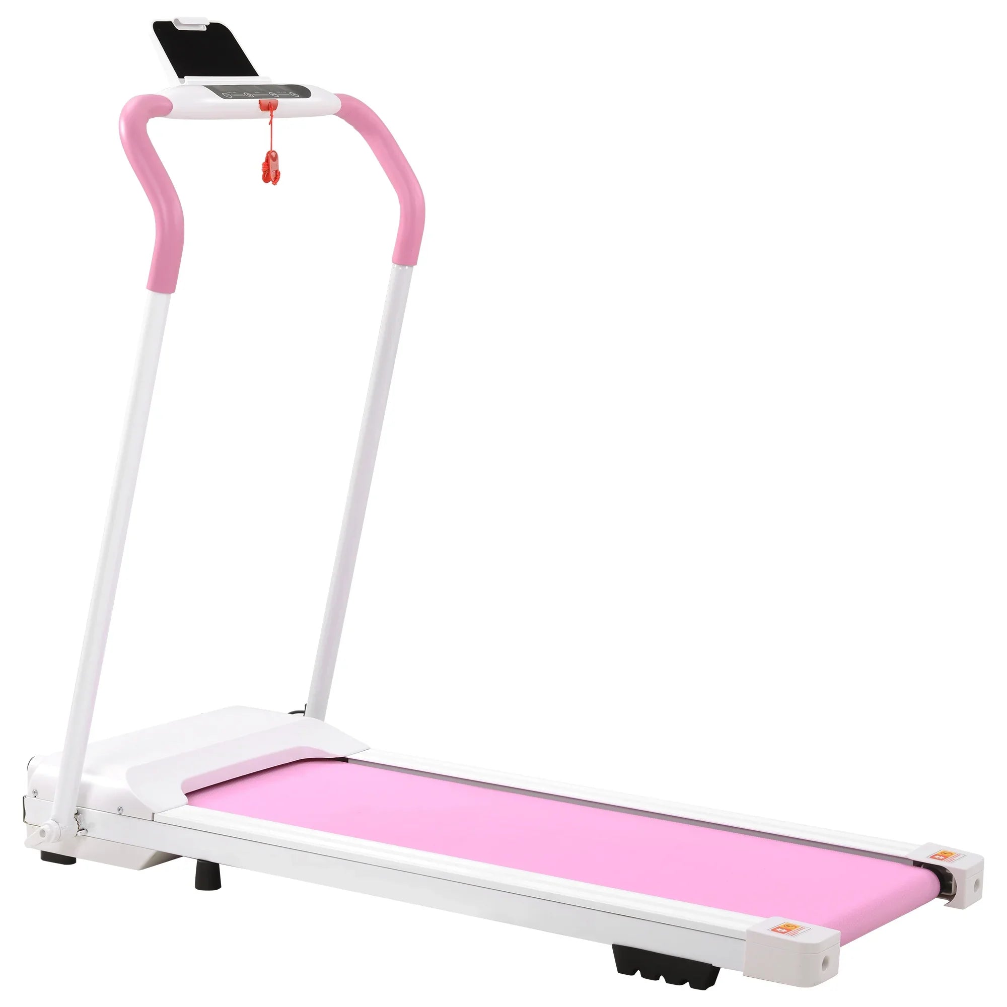 Treadmill Folding Treadmill Home Portable Electric Motorized Treadmill Running Exercise Machine Compact Treadmill Home Gym Fitness Workout Walking; No Installation Required; White&Pink