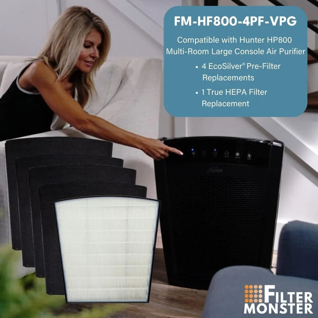 Filter-Monster - H-HF800-VP Replacement HEPA/ Pre-Filter Value Pack Hunter HP800 Air Purifier Series - 4 Pre-Filters and 1 True HEPA Filter