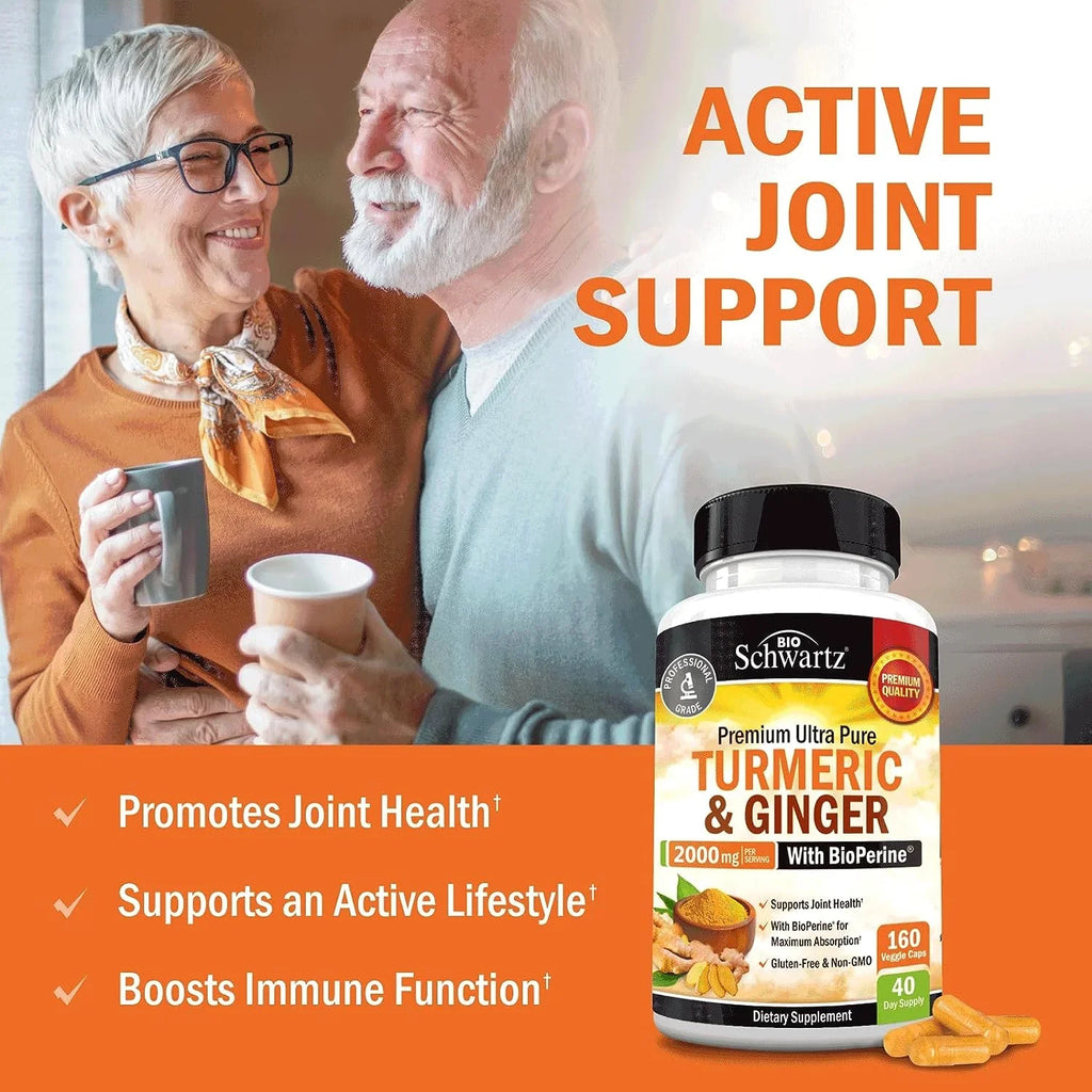 BioSchwartz Turmeric and Ginger root with BioPerine | Max Potency and Absorption | 160 Ct