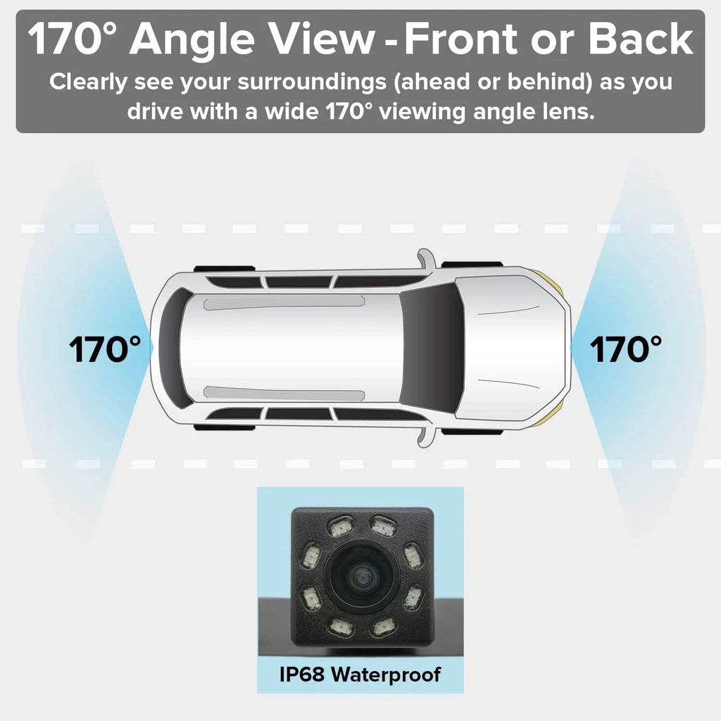 Master Tailgaters OEM Rear View Mirror with 4.3” LCD Screen, Wireless Transmitter & Waterproof 170° LED Backup Camera Kit - Universal Fit All Cars