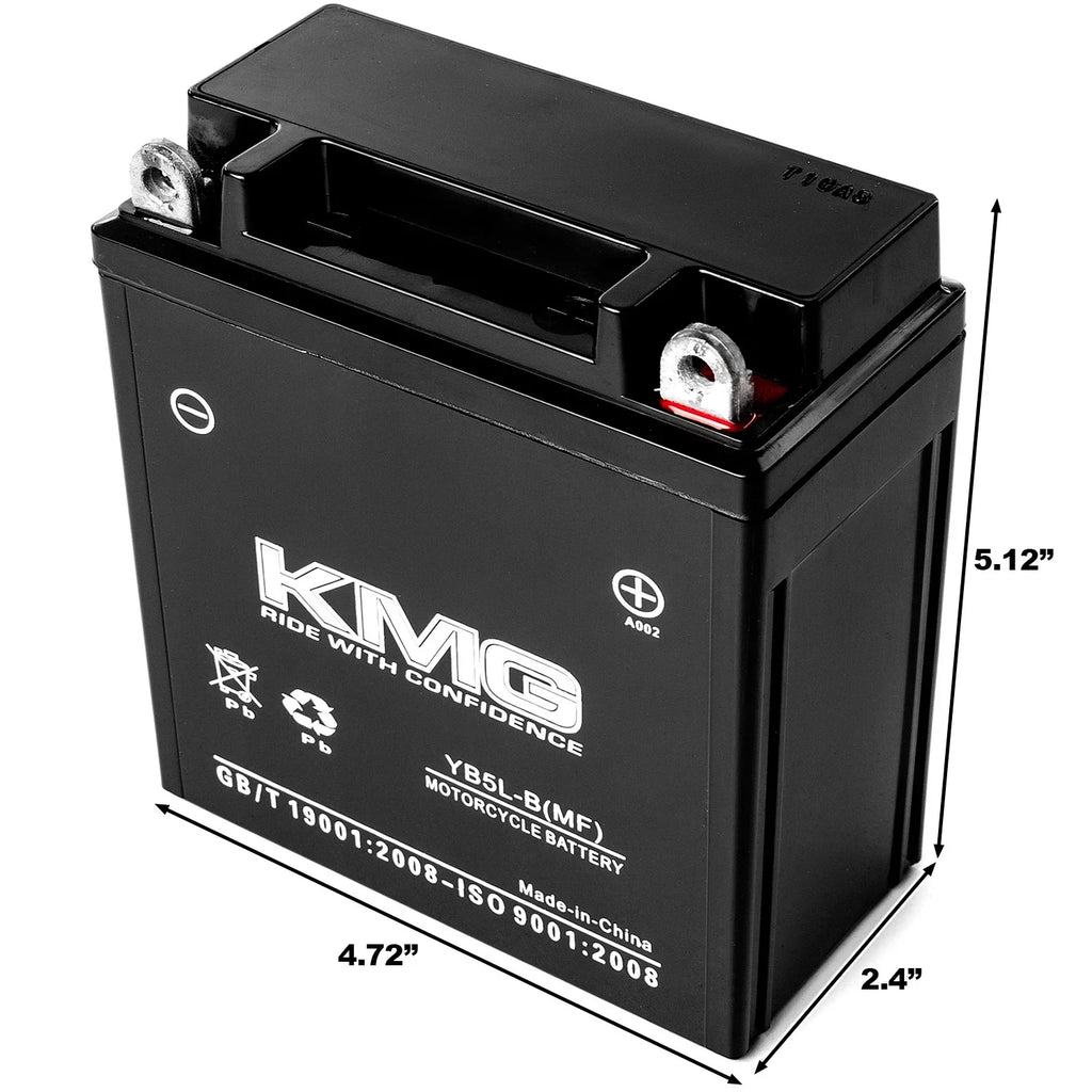 KMG YB5L-B Sealed Maintenance Free 12V 5AH Battery High Permance SMF OEM Replacement Powersport Motorcycle ATV Scooter Snowmobile Watercraft
