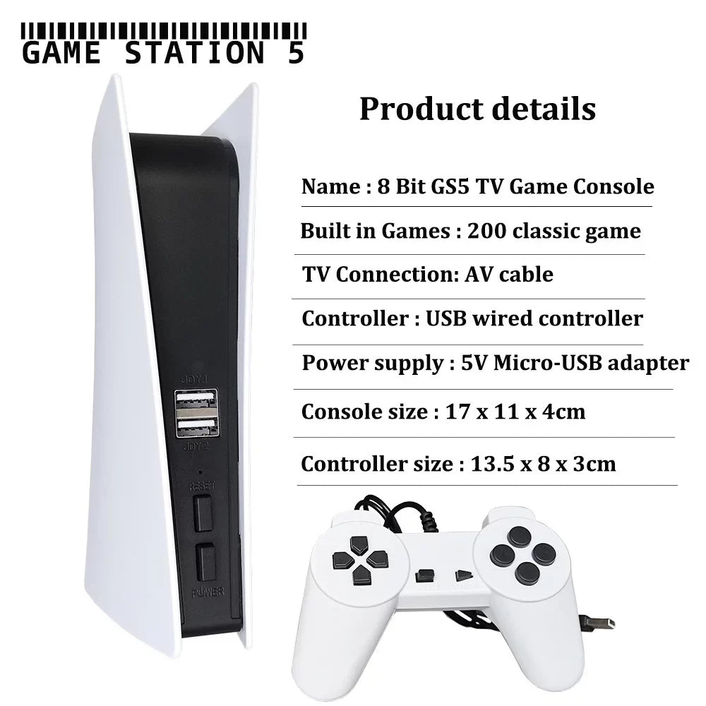 GS5 Gaming Console For Wired Handheld Game Player 200 Classic Game Kids Adults