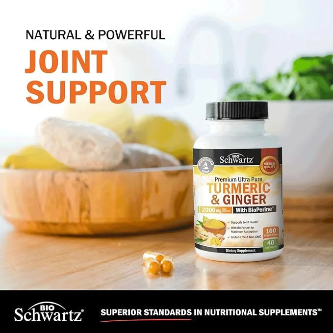 BioSchwartz Turmeric and Ginger root with BioPerine | Max Potency and Absorption | 160 Ct