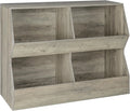 JIAH Kids , Toy Storage Organizer, Wooden Toy Storage Cabinet, 4 Cubby Children Bookcase, Toddler Book Toy Shelf Bedroom, Nursery, Hallway, School, 39.4" Long, Gray Wash