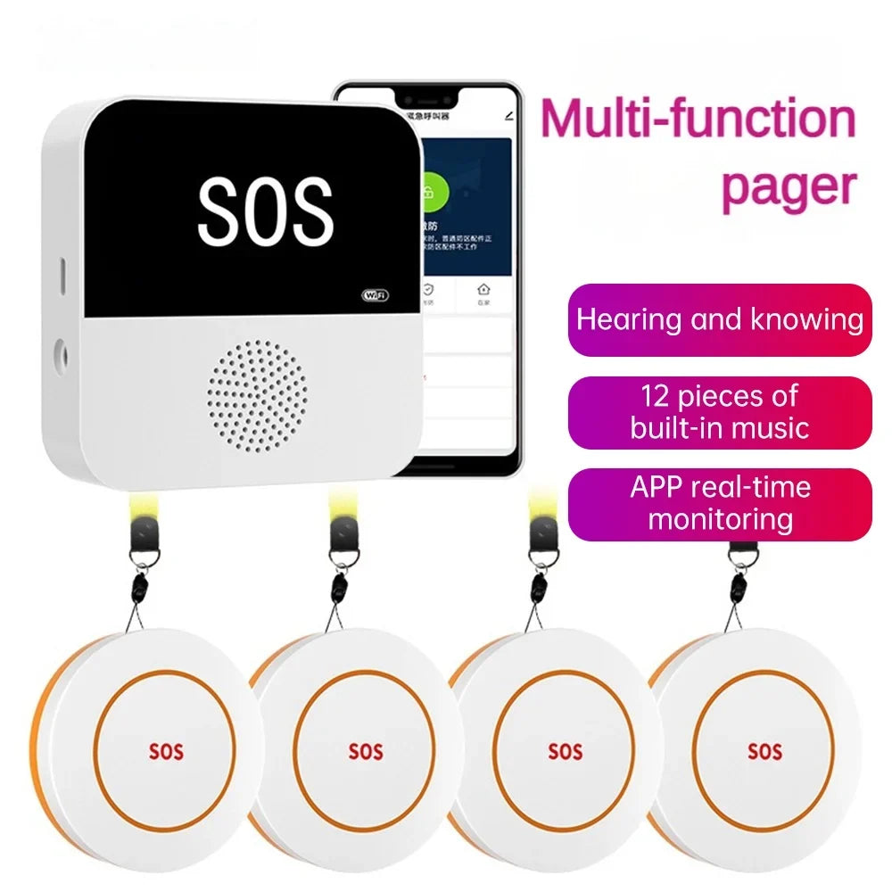 Smart SOS Emergency Button Tuya WiFi Pager For Elderly People Living Alone, Home Care Emergency One-click Help