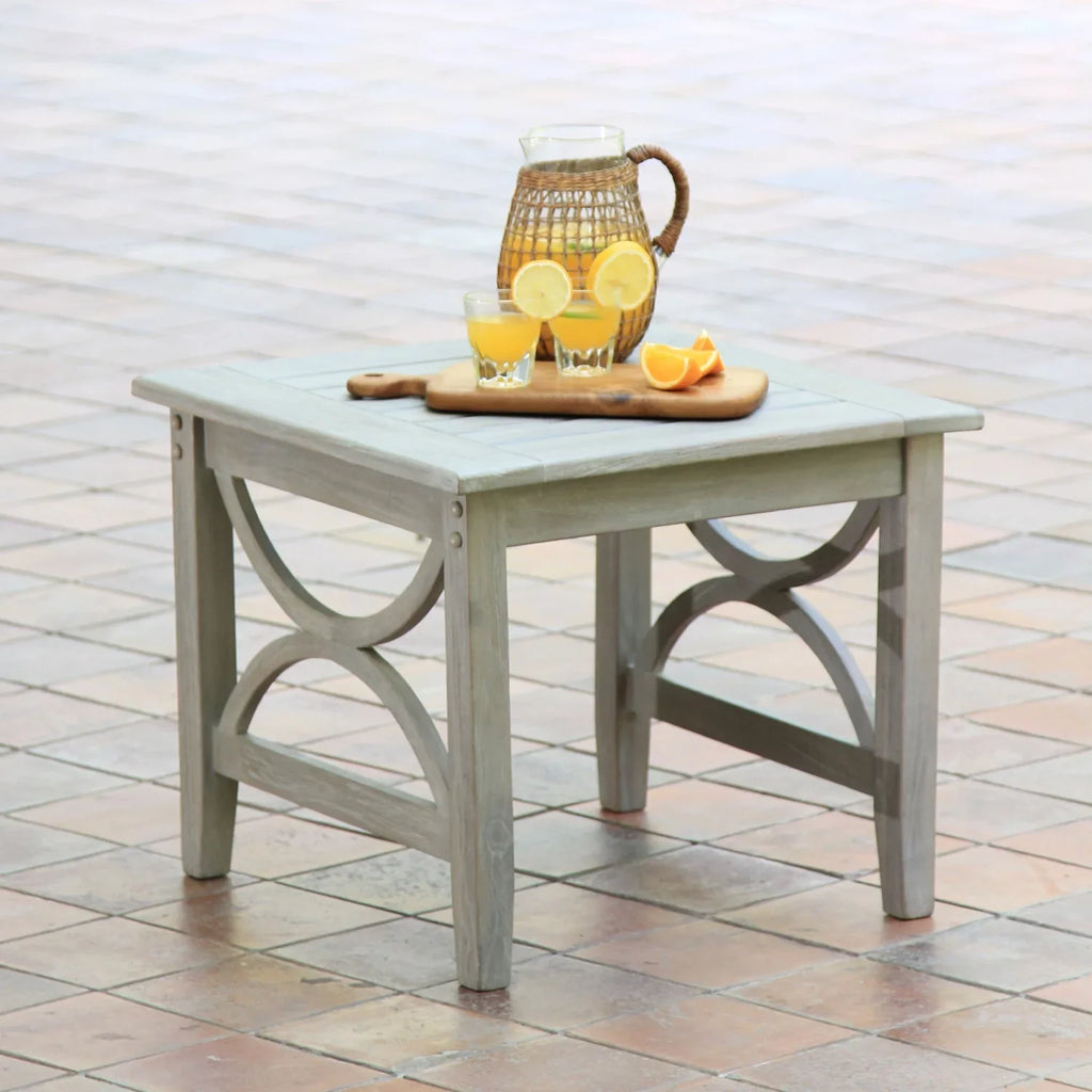 Cambridge Casual Lowell Teak Patio Side Table ed Gray