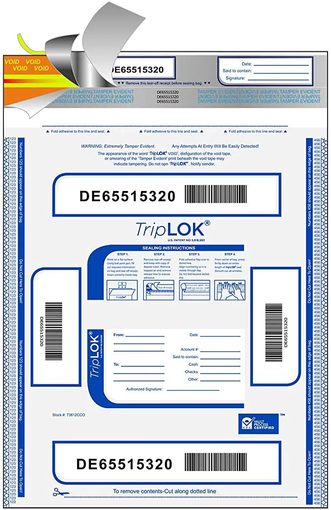 ControlTek TripLok 9"x12" Clear Deposit Bag 100-Pack 585028
