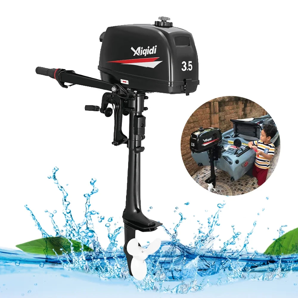 YIYIBYUS Outboard Ship Engine 2 Stroke 3.5HP Water Cooling & CDI System Outboard Motor Marine Trolley Driver +Tool Bag