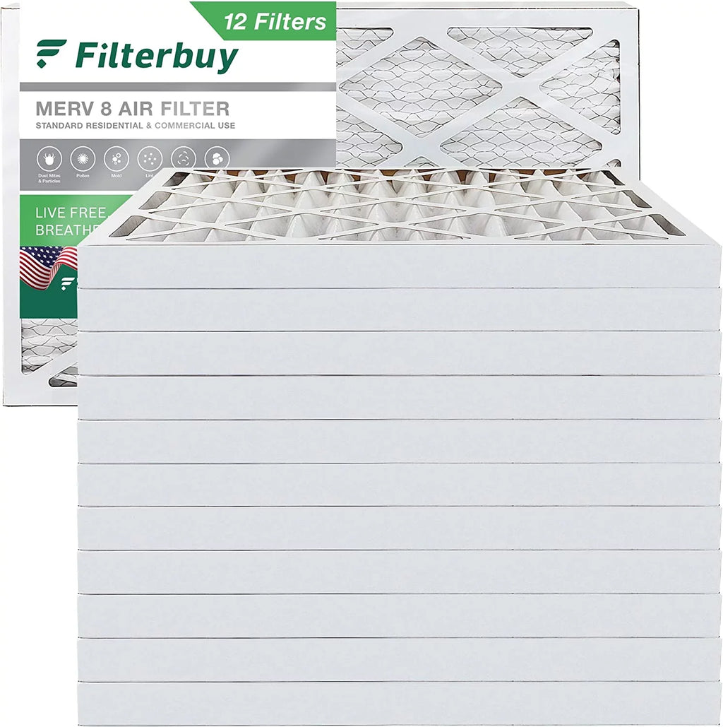 Filterbuy 15x30x2 MERV 8 Pleated HVAC AC Furnace Air Filters (12-Pack)
