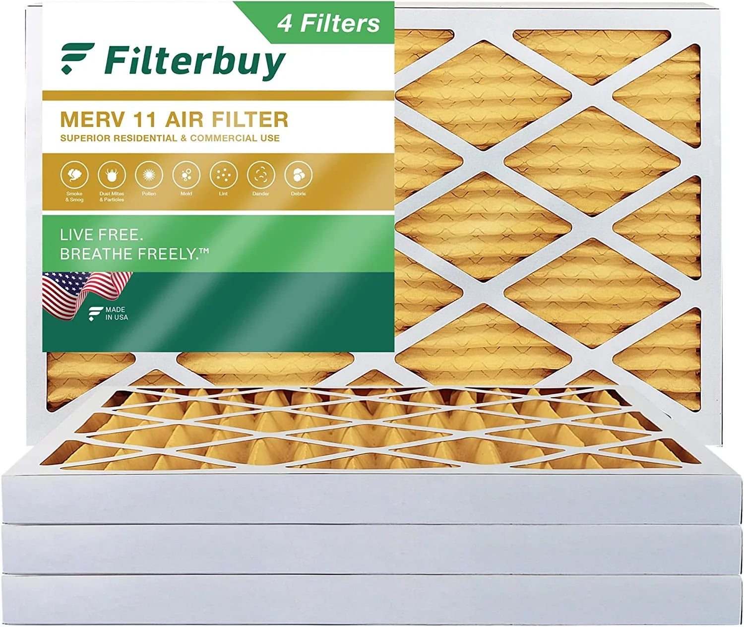 Filterbuy 8x24x2 MERV 11 Pleated HVAC AC Furnace Air Filters (4-Pack)
