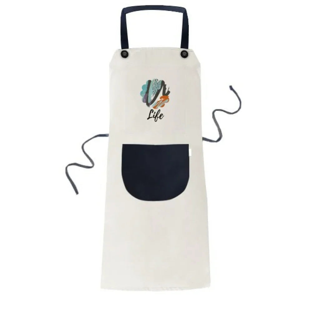 Enthusiasm s Art Apron Adjustable Bib Cotton Linen BBQ Kitchen Pocket Pinae