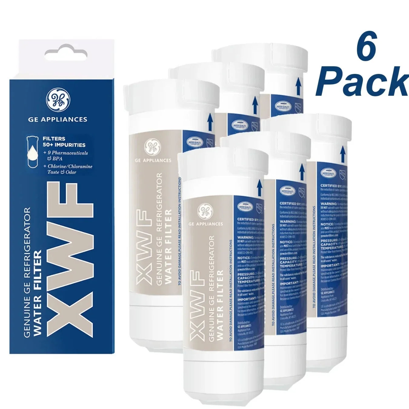 XWF Replacement XWF Appliances Refrigerator Water Filter (Not Fit XWFE) Pack of 6