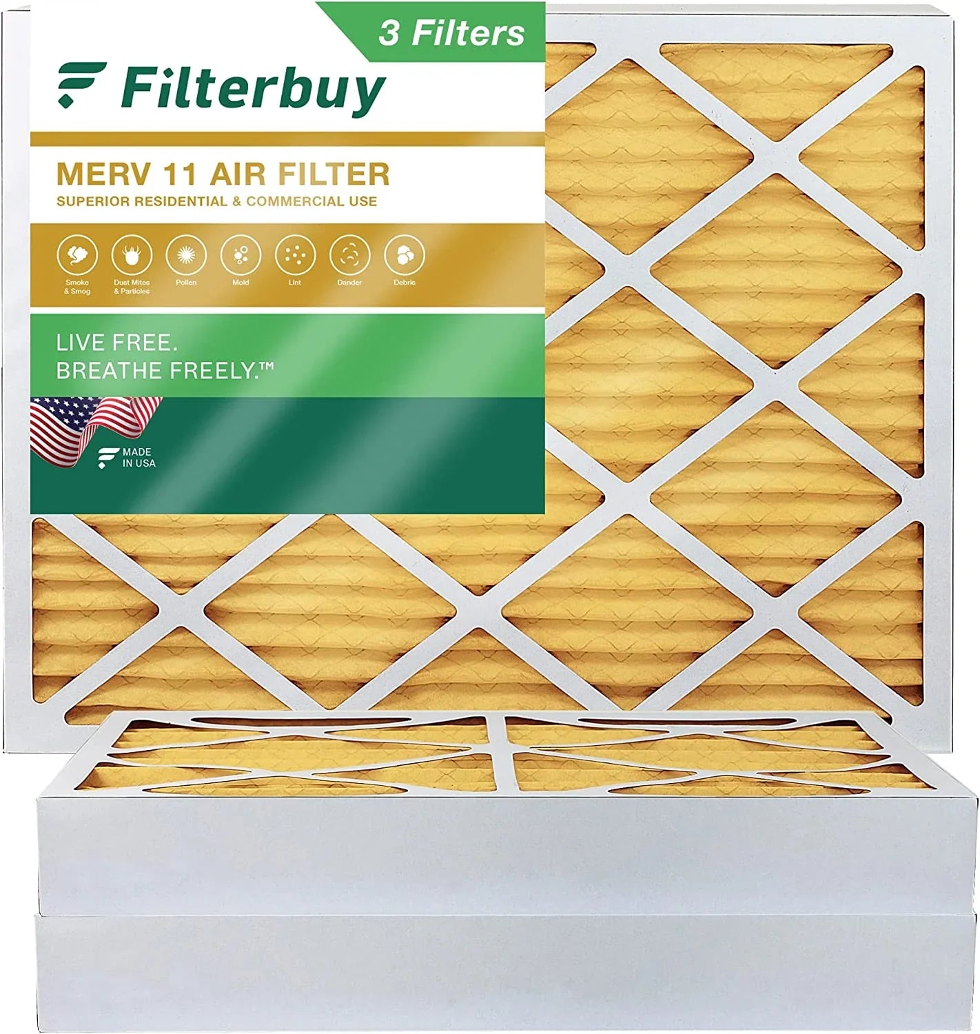 Filterbuy 28x30x4 MERV 11 Pleated HVAC AC Furnace Air Filters (3-Pack)