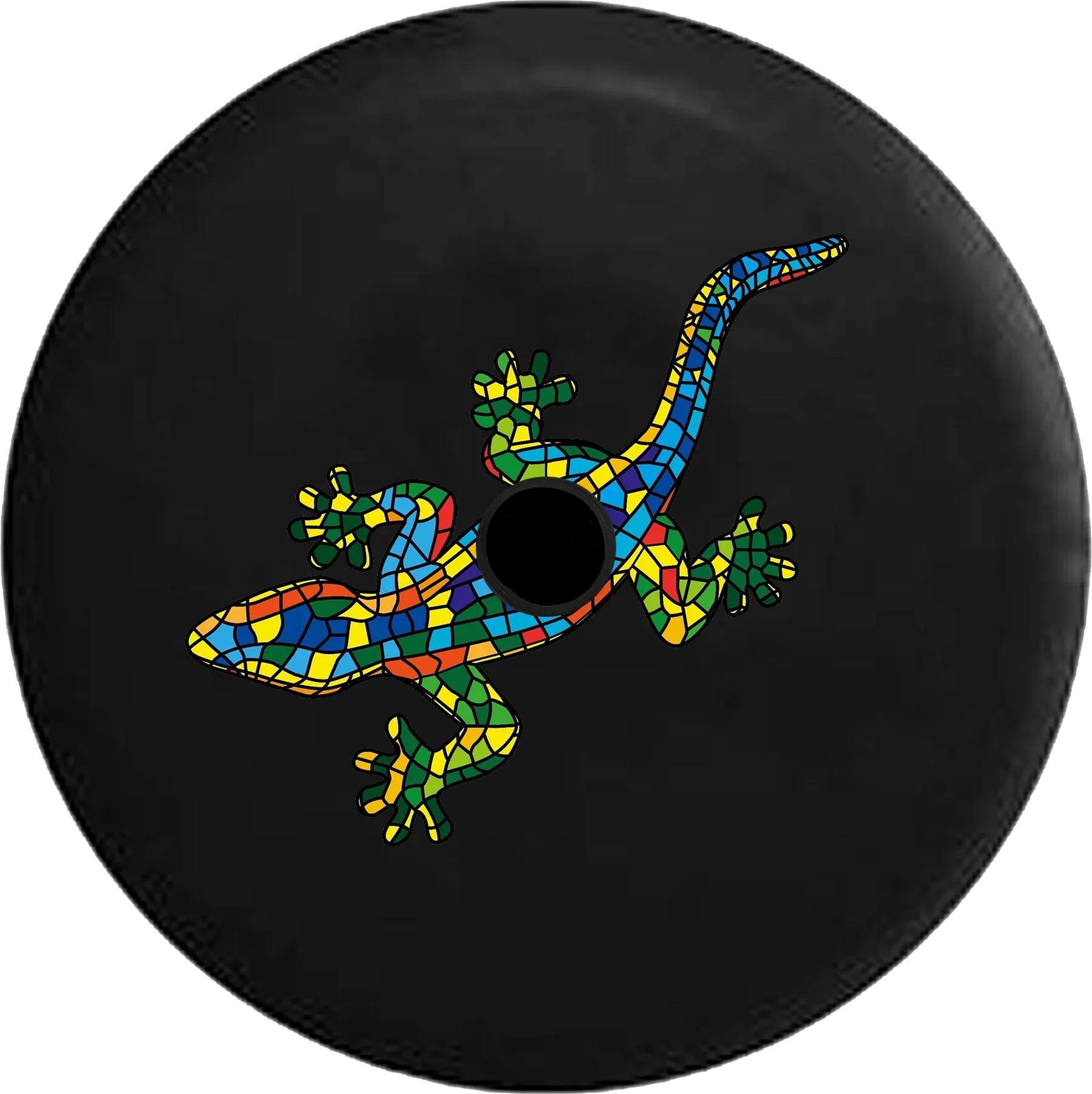 2018 2019 Wrangler JL Backup Camera Mosaic Tile Multicolor Lizard Gecko Spare Tire Protection Jeep RV 33 Inch