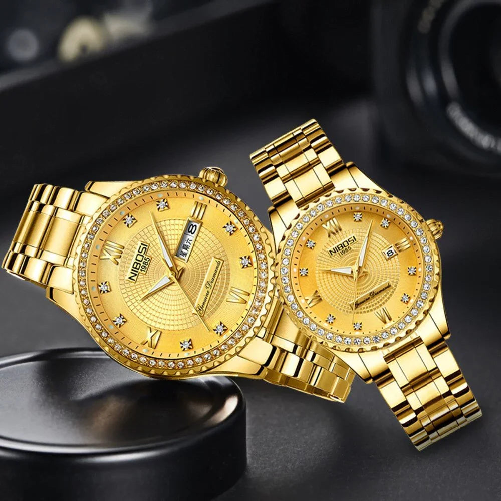 NIBOSI 2022 New Gold Watch Women Watches Ladies Creative Steel Women's Bracelet Watches Female Waterproof Clock Relogio Feminino