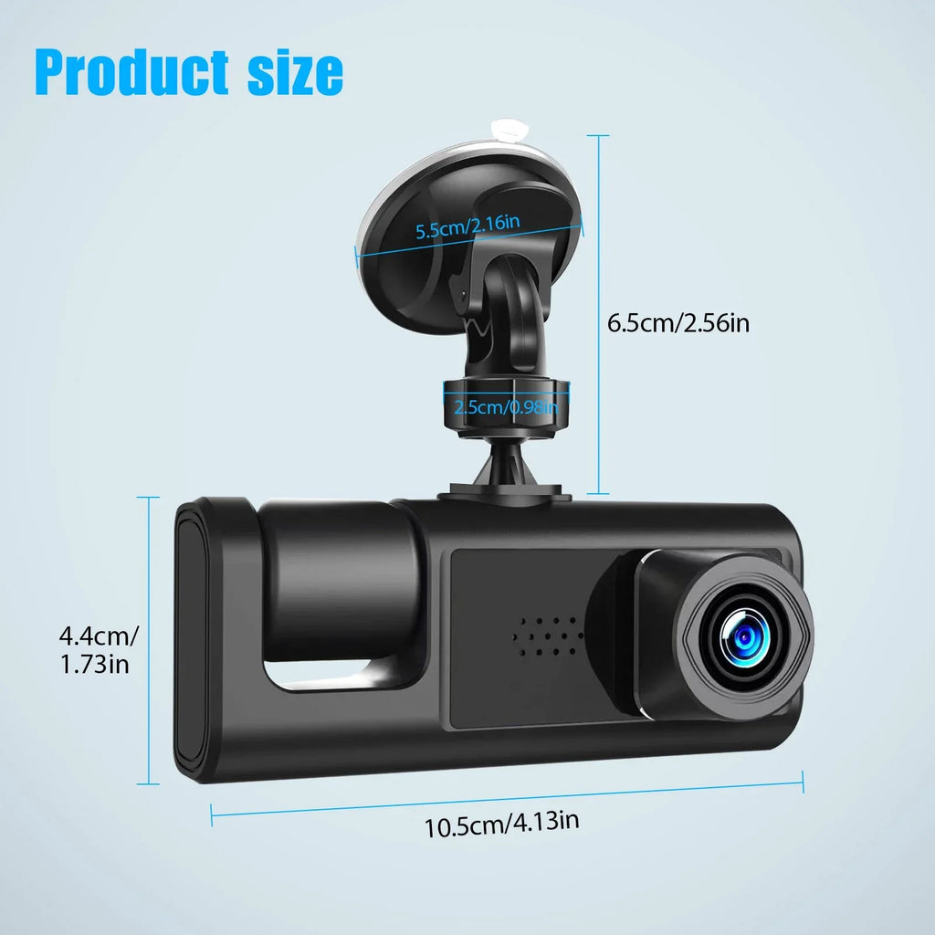 Dash Cam Front Rear Inside W/32GB TF Card, 3 Channel Dual Dash Camera, 1080P Car Camera DVR Backup Cam, 3 Way Triple Dashboard Driving Recorder, Inside IR Night Vision, G-Sensor