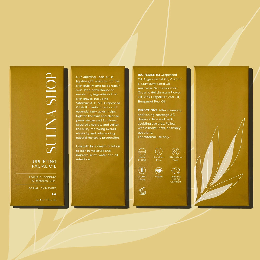 Sulina Shop Uplifting Facial Oil - Anti-Aging Moisturizing Skin Care Oil Made with Grapeseed, Pomegranate, Marula, Baobab, Fruit & Seed Oil - Cruelty-Free, Paraben Free - 30ml
