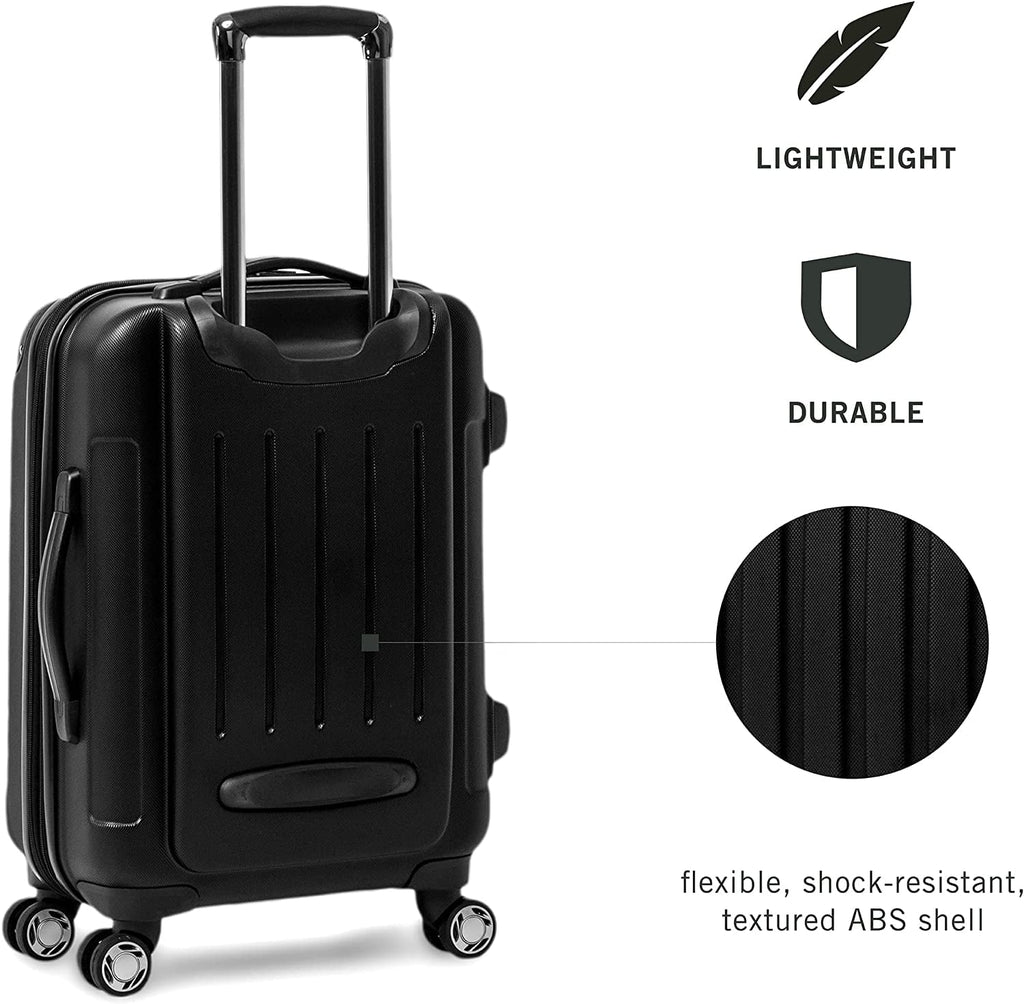 Kenneth Cole REACTION Renegade Luggage Expandable 8-Wheel Spinner Lightweight Hardside Suitcase, Black, 3-Piece Set (20"/24"/28") 3-Piece Set (20"/24"/28") Black