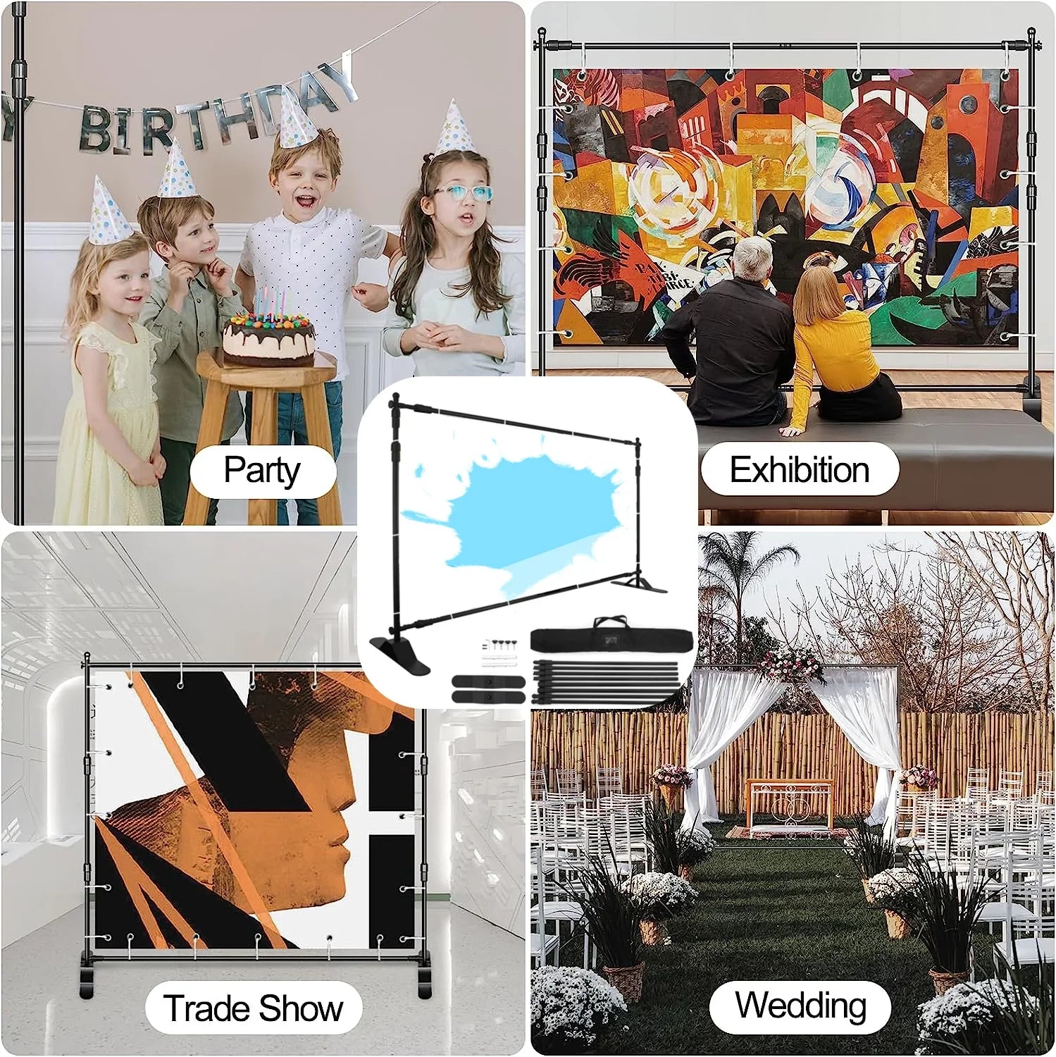 SHZOND 10 x 8ft Backdrop Banner Stand Kit, Large Photography Background Support Stand Banner Stand
