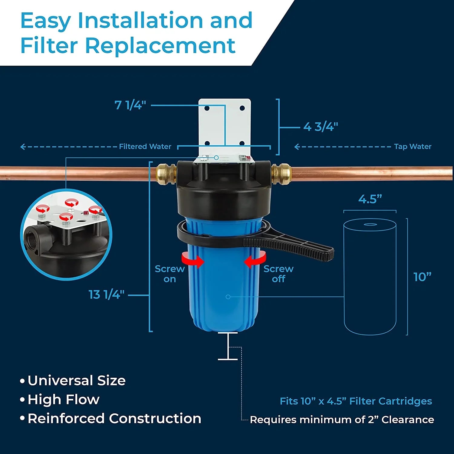 Water Filter Housing 10X4.5/10 Inch / X 4.5" / 10 BB / 150469, 1" NPT