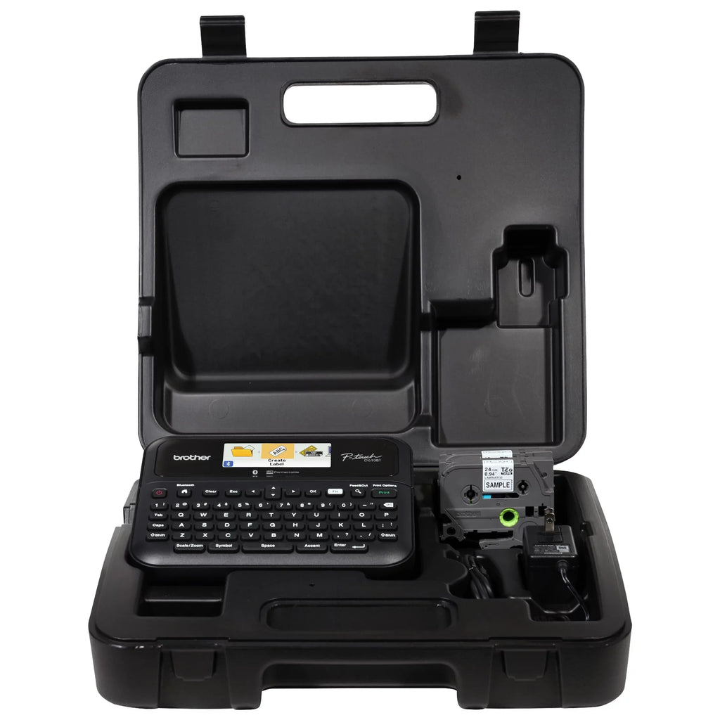 Brother P-touch Business Professional Connected Label Maker PT-D610BTVP with Bluetooth® Connectivity, includes carry case and 4m Black Print on Clear Sample Label Tape ~1/2” (12mm).
