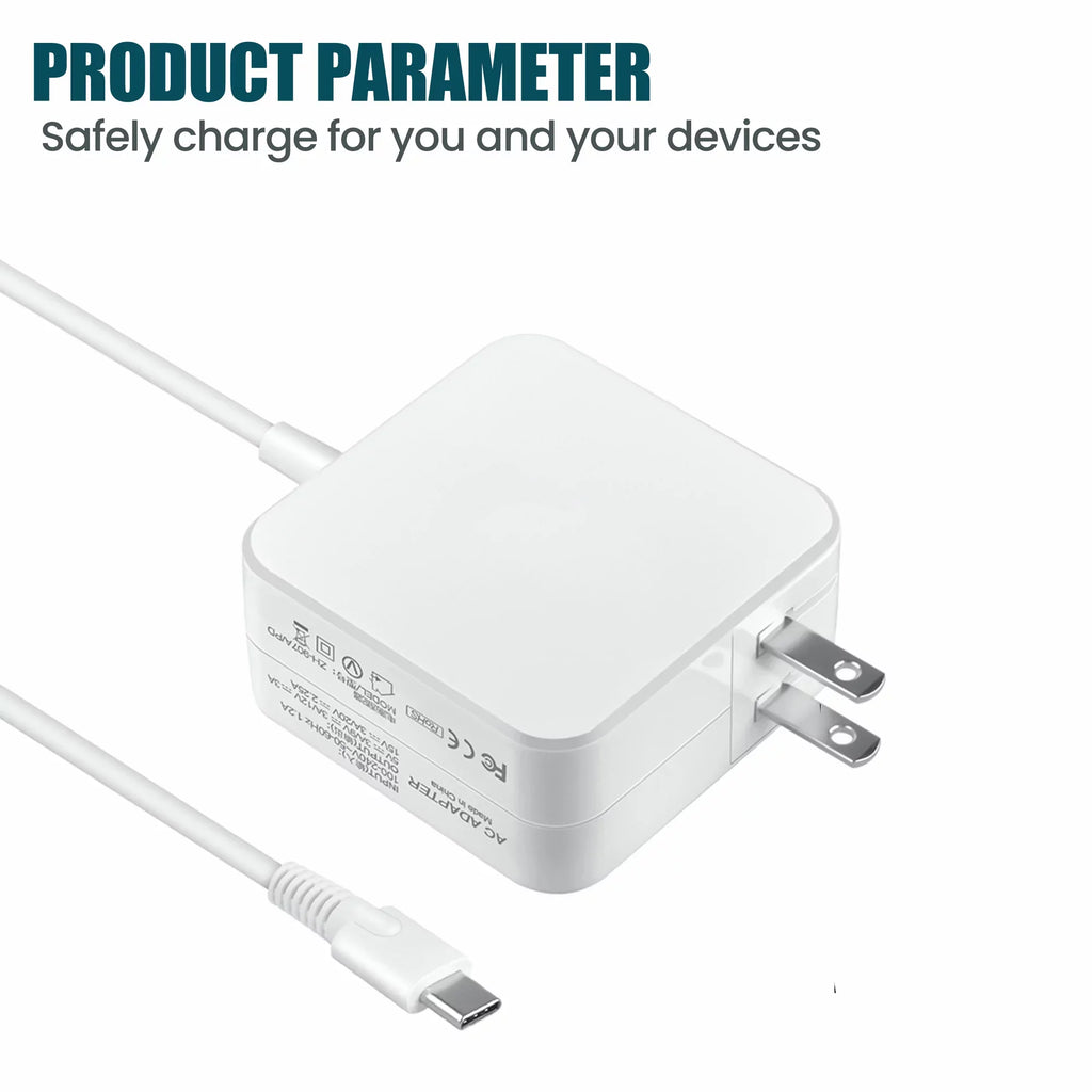 KONKIN BOO White 45W AC Adapter Charger Power USB-C Cord Replacement DELL Latitude 7285 7390 2-in-1 PSU