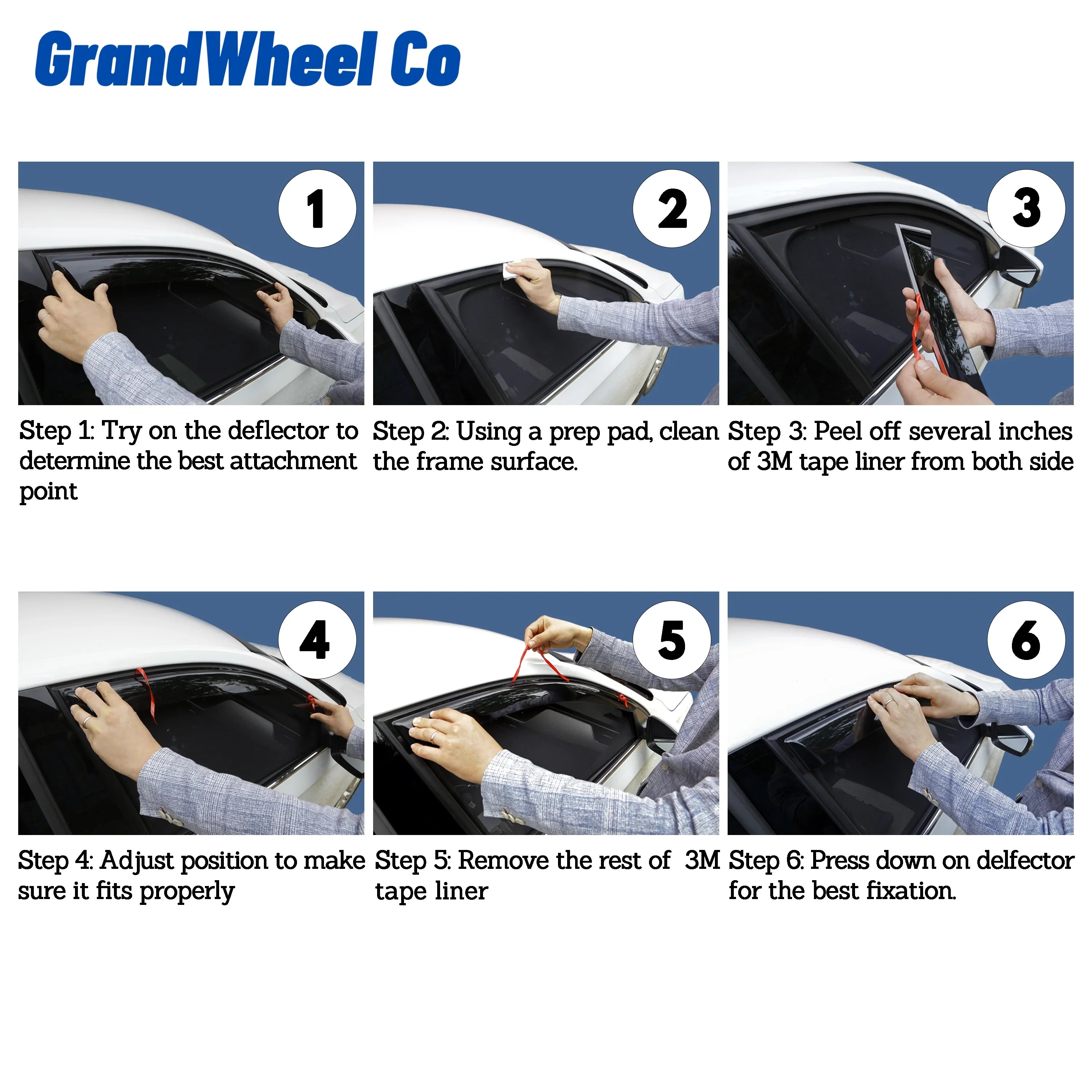 GrandWheel Co Smoke Tinted Tape-On Side Window Vent Visor Deflectors Rain Guards with Nissan Rogue 2021-2024 - 6pcs. GW0299