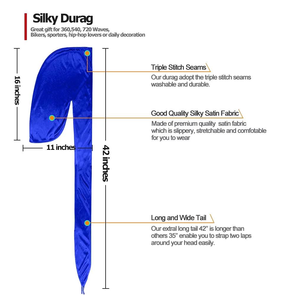 ASKNOTO 4 Pcs Silky Men Durag Headwraps with Long Tail and 4 Pcs Silk Wave Cap Perfect 360 Waves