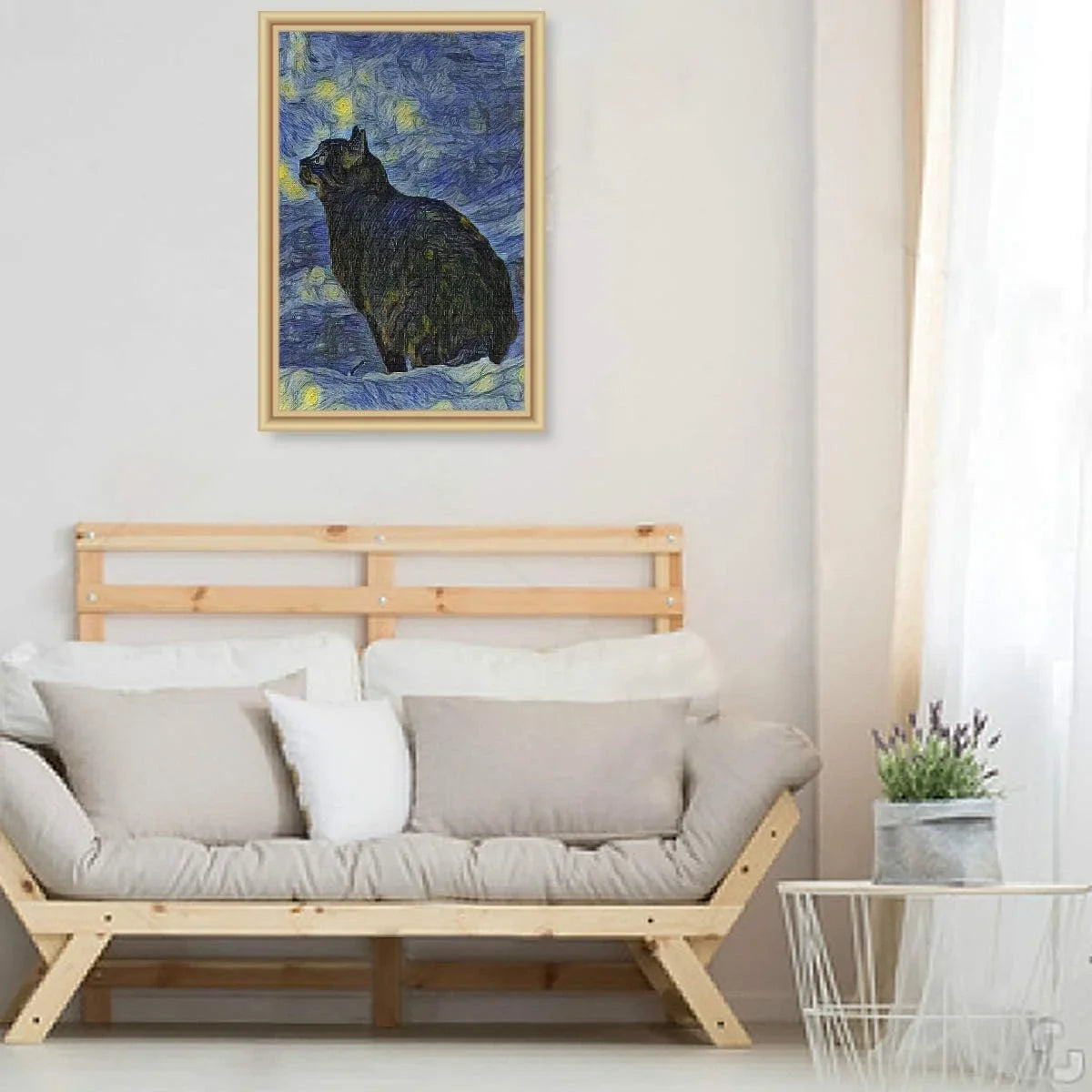 Wellsay Puzzles Adults 1000 Piece Van Gogh Oil Painting Black Cat Jigsaw Puzzles Kids Educational Intellectual Fun Family Game DIY Decorative Wall Art Painting Home