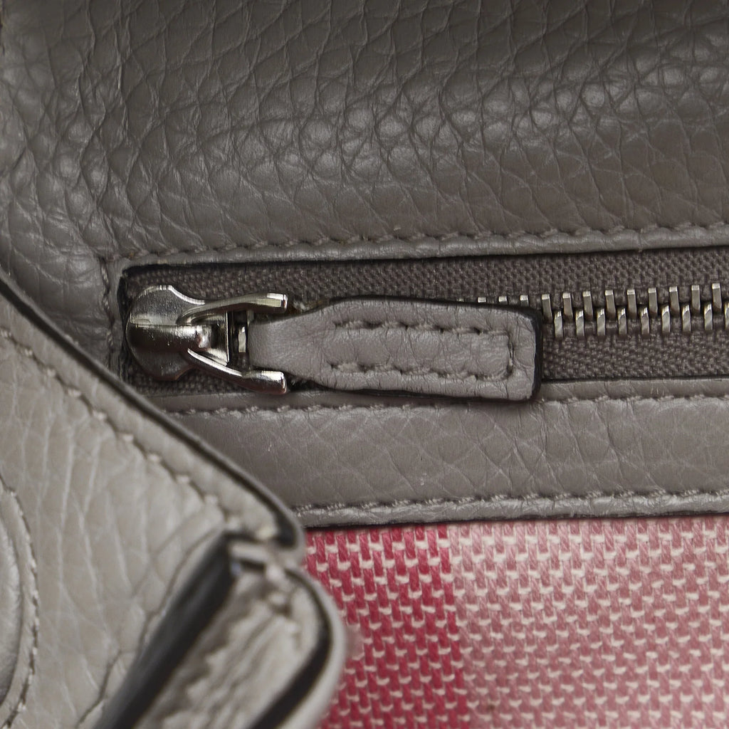 Pre-Owned Authenticated Gucci Medium Bamboo Daily Calf Leather Gray Satchel Unisex (Good)