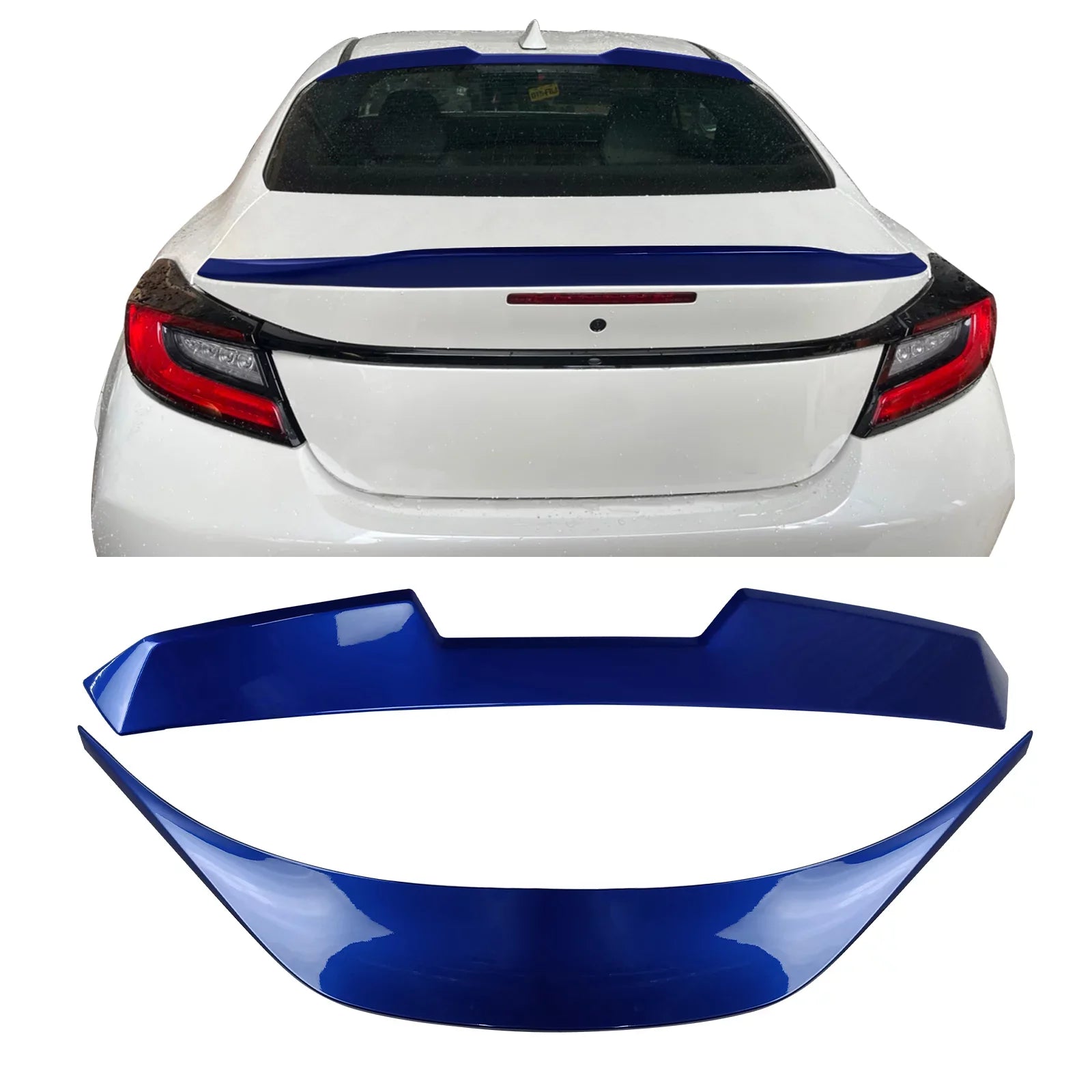 Ikon Motorsports Roof + Trunk Spoiler With 2022-2023 Subaru BRZ Toyota GR86, Painted #K7X Wr Blue Pearl/World Rally Blue ABS V Style Rear Window Visor Wing + TRD Style Trunk Spoiler