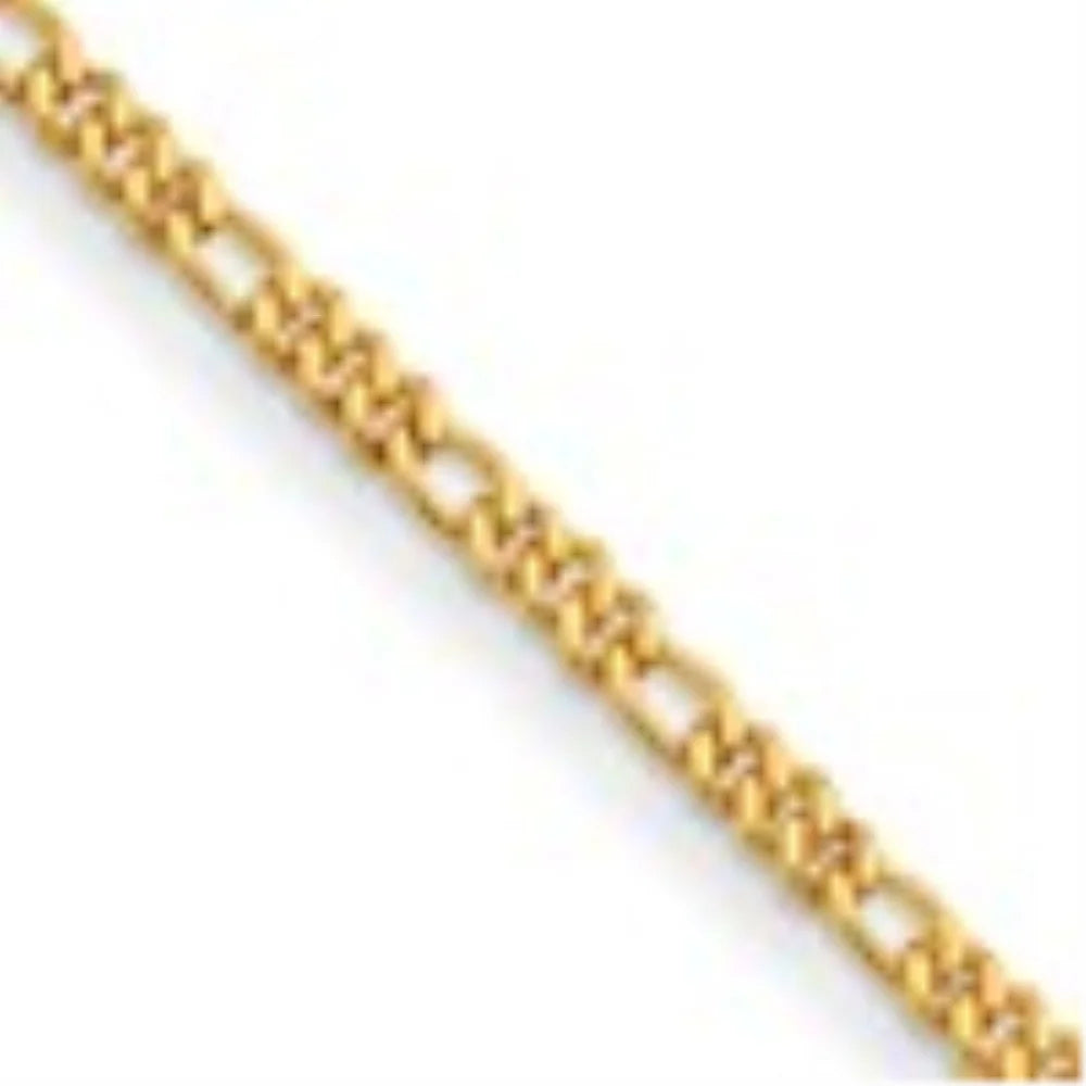 Auriga Fine Jewelry Mother's Day Gift 24k Yellow Gold Polished 4.8mm Solid Figaro 8" Chain Bracelet Women