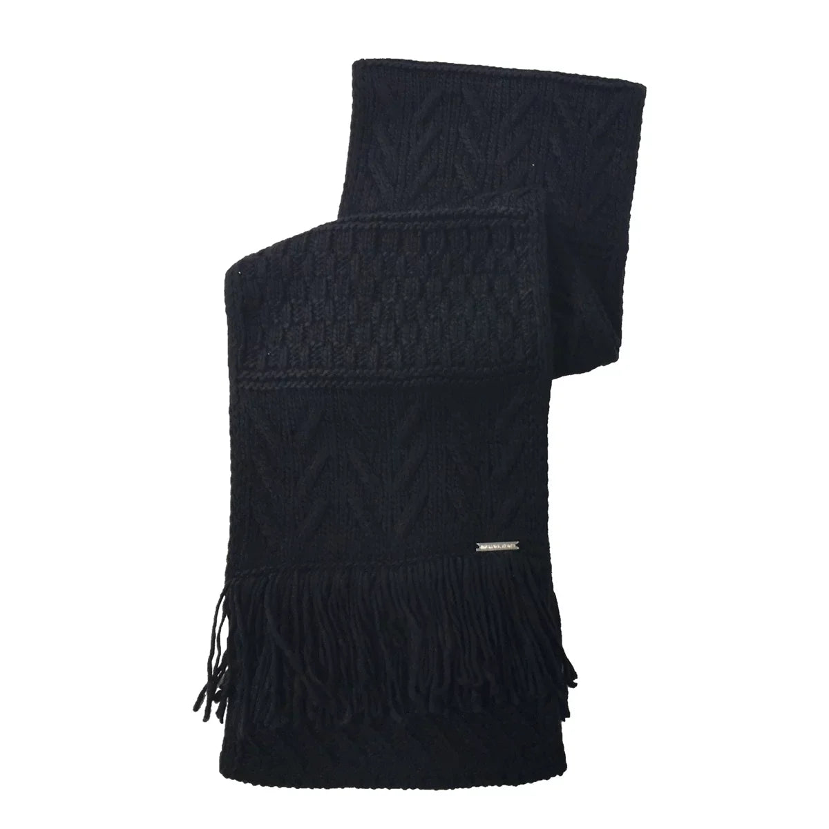 Michael Kors Women's Cable Knit Fringe Scarf, Black