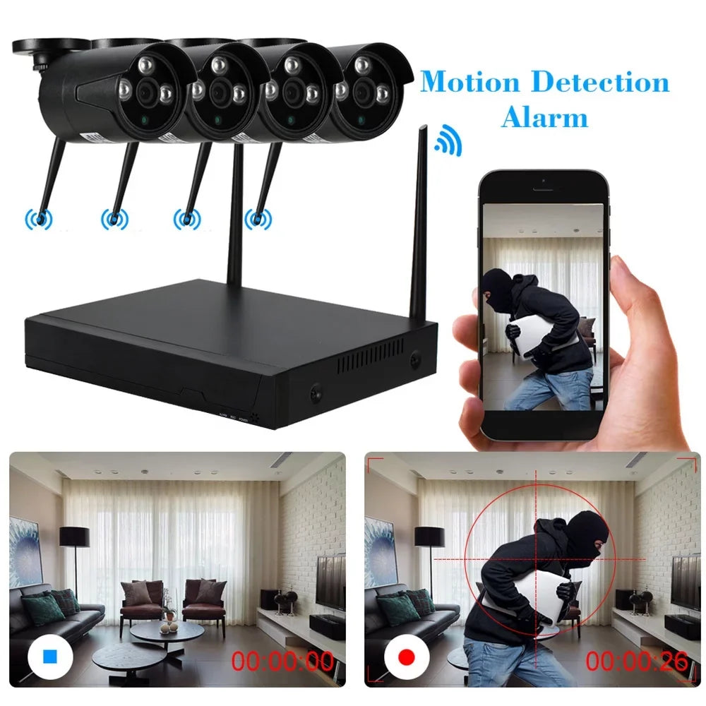 Dadypet 4CH 1080P WiFi NVR Kit with 4pcs Wireless IP Camera CCTV System