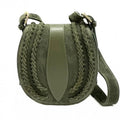 Italian Artisan Lara Womens Vintage Suede Leather Messenger Bag, Dark Green - Small