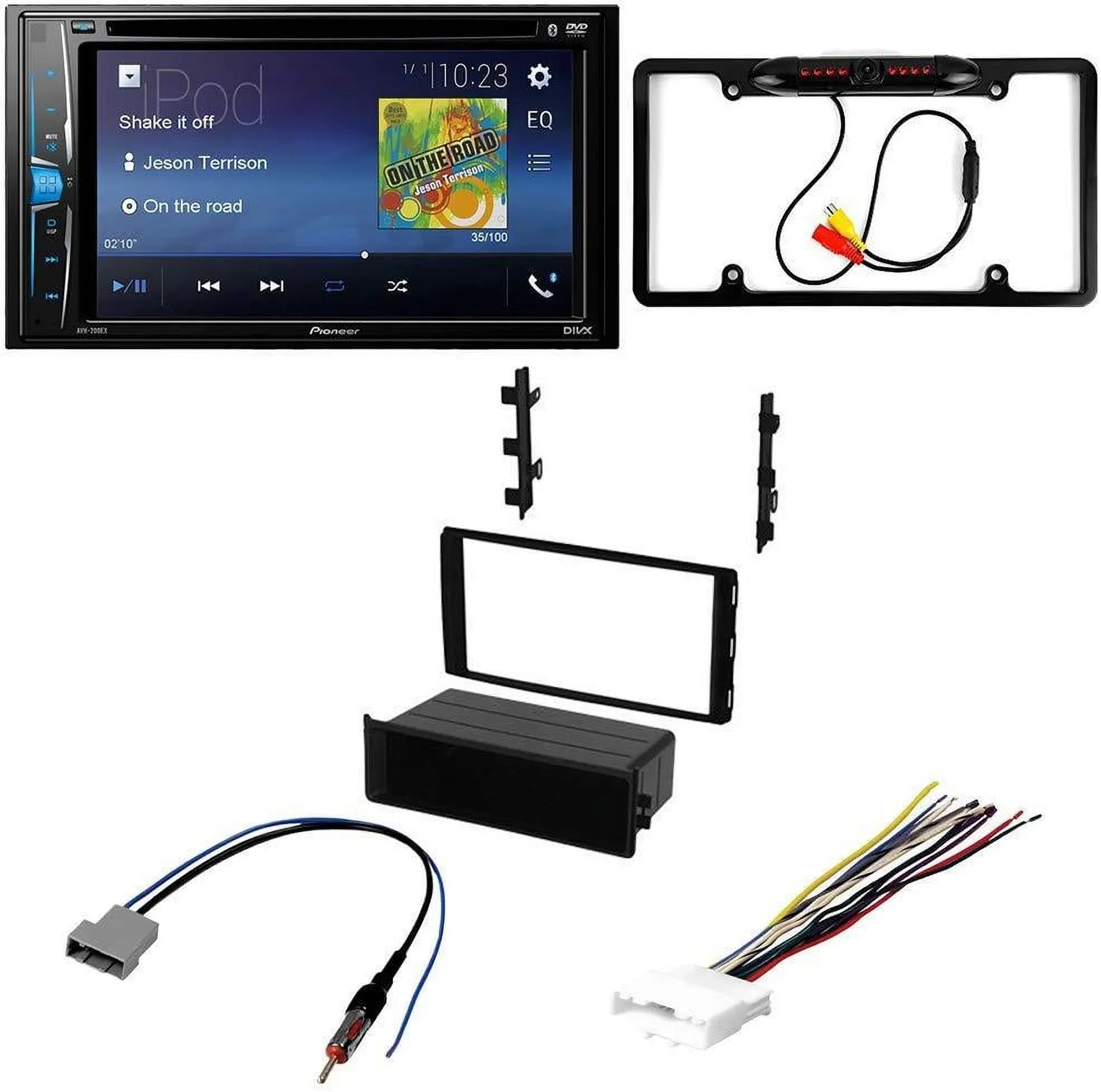 KIT2607 Bundle with Pioneer Multimedia DVD Car Stereo and Installation Kit - 2014-2015 Nissan Rouge w/Base Radio / Bluetooth Touchscreen, Backup Camera, 2 Din Dash Kit