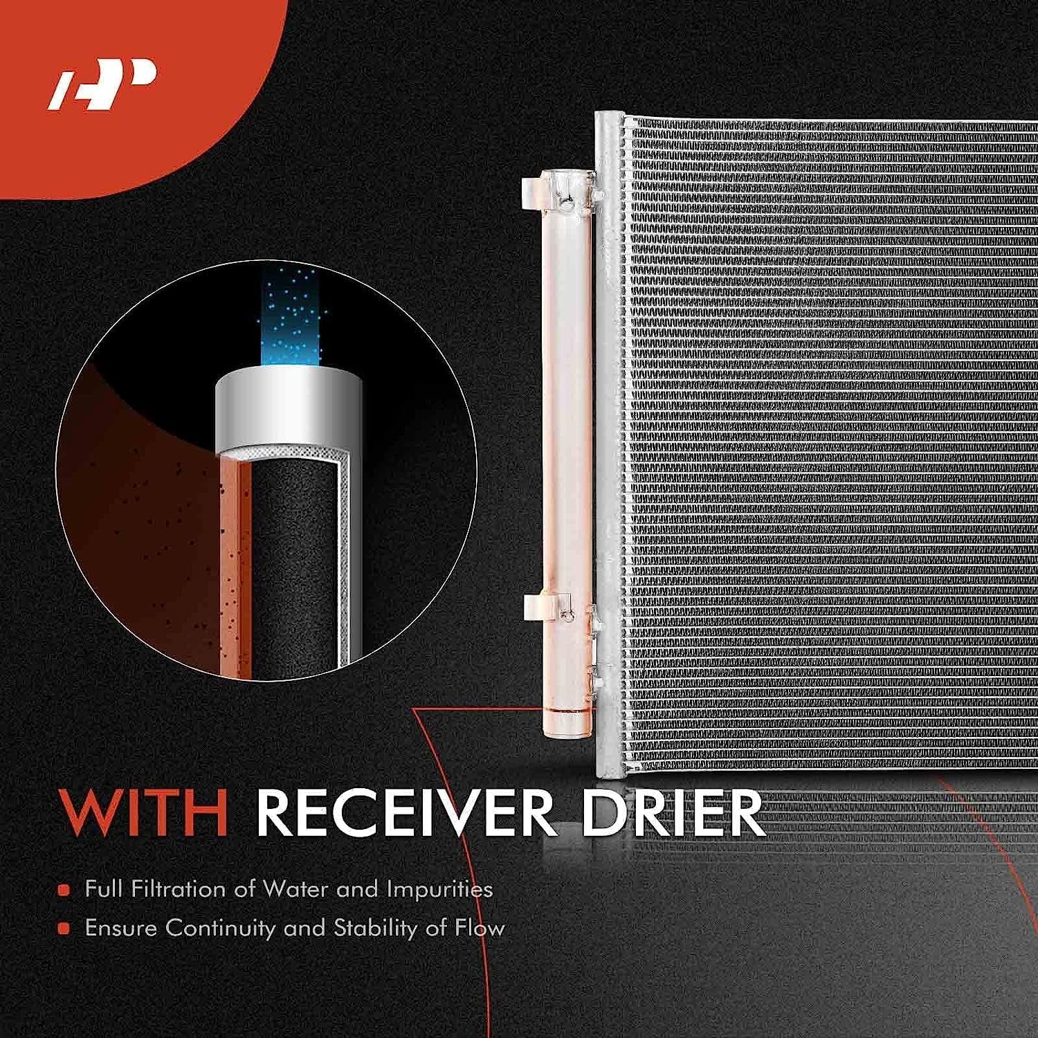 A-Premium Air Conditioning A/C Condenser with Kia Sorento 2021-2022 & Hyundai Santa Fe 2021-2022, Santa Cruz 2022, 2.5L, Replace# 97606Q5250