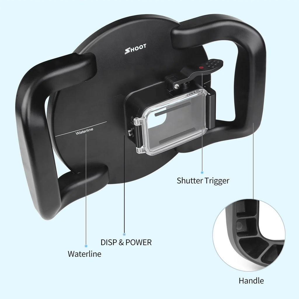 Waterproof Dome Port Case 9 Black and 10 SHOOT XTGP559, Dual Handle, 45m Waterproof, 180° Wide Angle