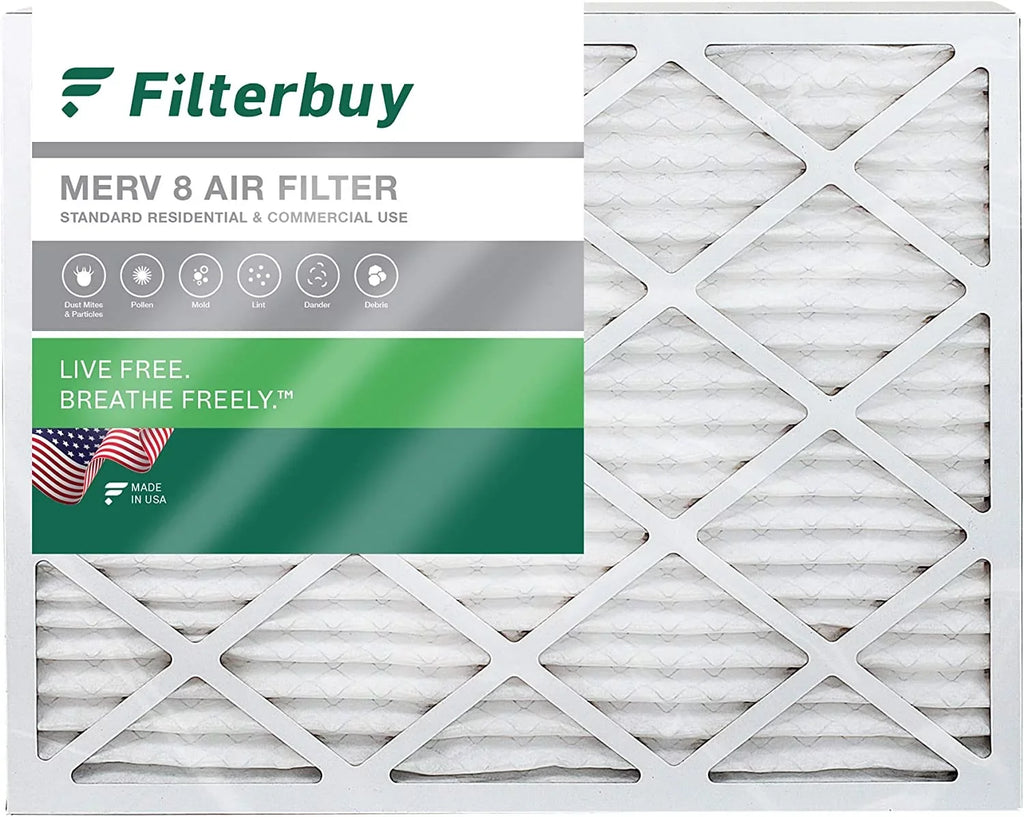 Filterbuy 24x25x1 MERV 8 Pleated HVAC AC Furnace Air Filters (1-Pack)