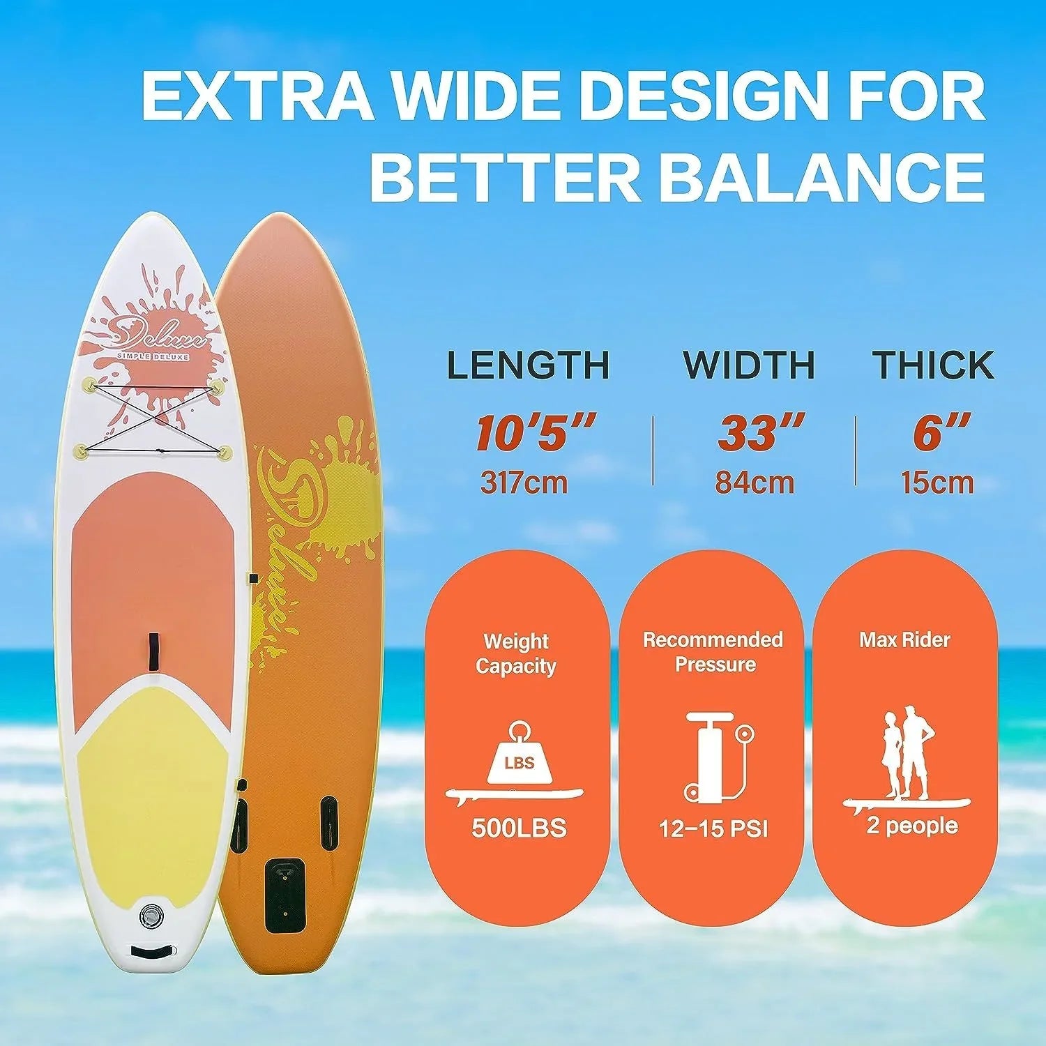 Deluxe Pink Inflatable Stand Up Paddle Board - Complete kit with multiple accessories and backpack easy carrying - 27.55 - Experience stability and ease with our versatile paddle board!